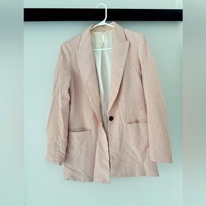 H&M Pink Striped Linen Style Blazer